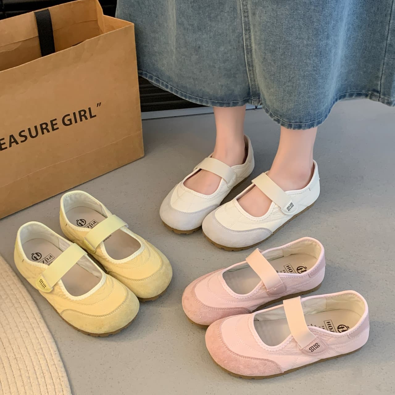 Yellow Retro German Training Shoes for Women 2025 Spring New Soft Sole Agne Shoes Chunky Mary Jane Shoes Breathable Sports Shoes