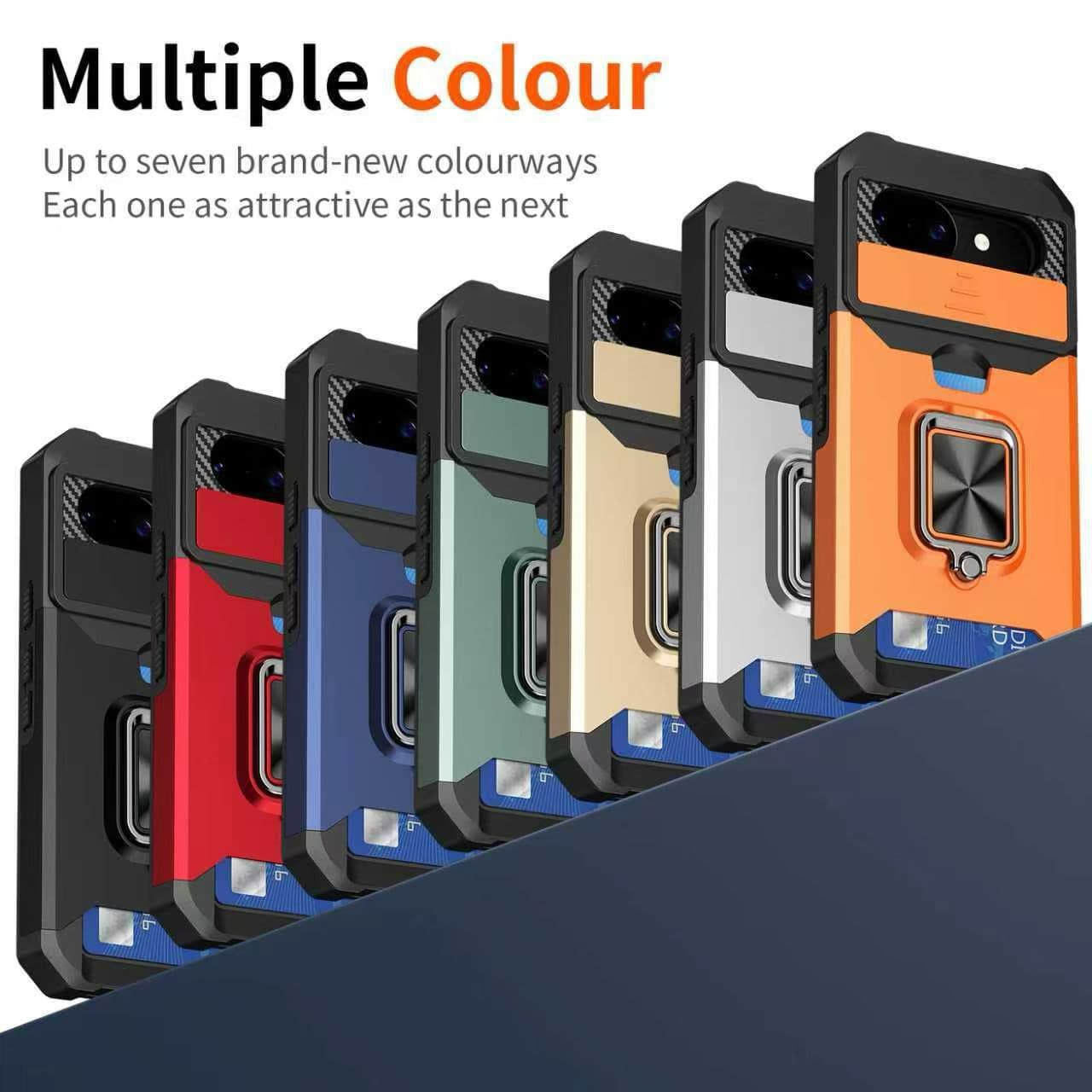 Compatible with iPhone 17 Pro Max Ring Holder Card Slot Sliding Window Phone Case for Apple 16 Car Mount Anti-Drop Protective Cover