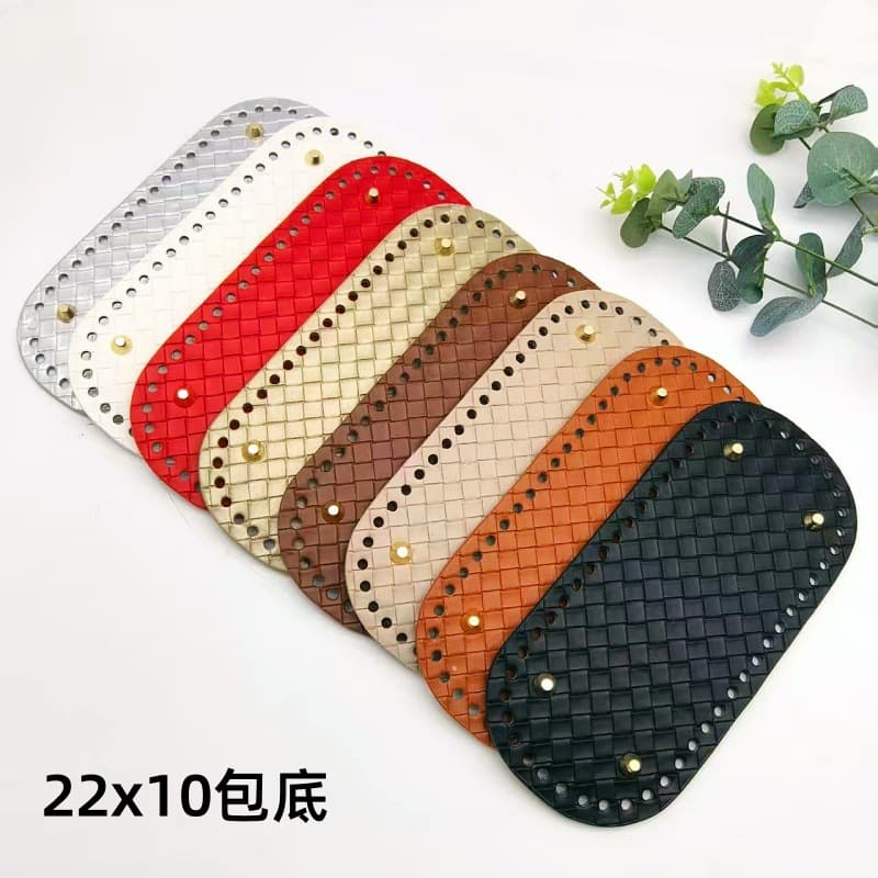 New woven plaid PU bag bottom handmade DIY bag base accessories shaped crochet bag bottom plate ready for sale