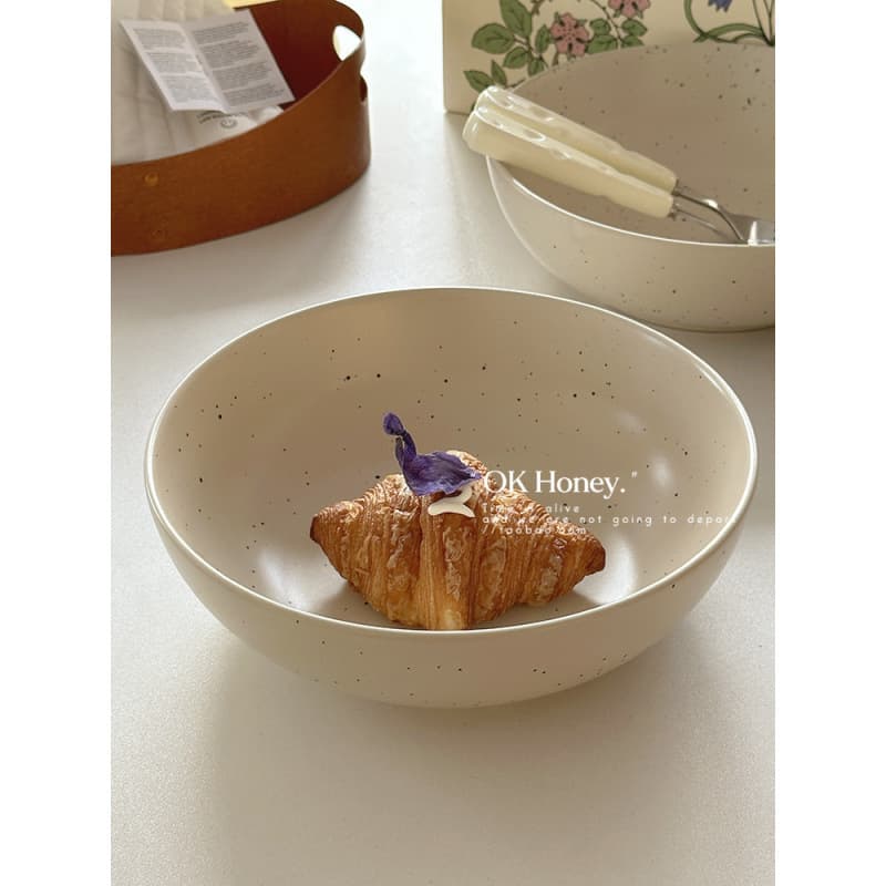 European-Style Ink Splash Bowl, Ins Underglaze Colored Ceramic Deep Soup Plate, Large Fruit Household Curry Rice Omelette Rice Soup