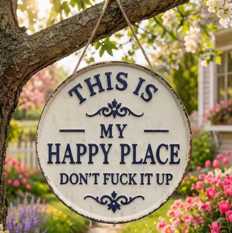 Happy Place – Vintage Statement Metal Sign retro statement metal sign