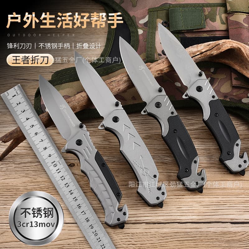 Factory wholesale high-hardness full steel folding knife handle, portable outdoor folding knife for camping, convenient fruit knife