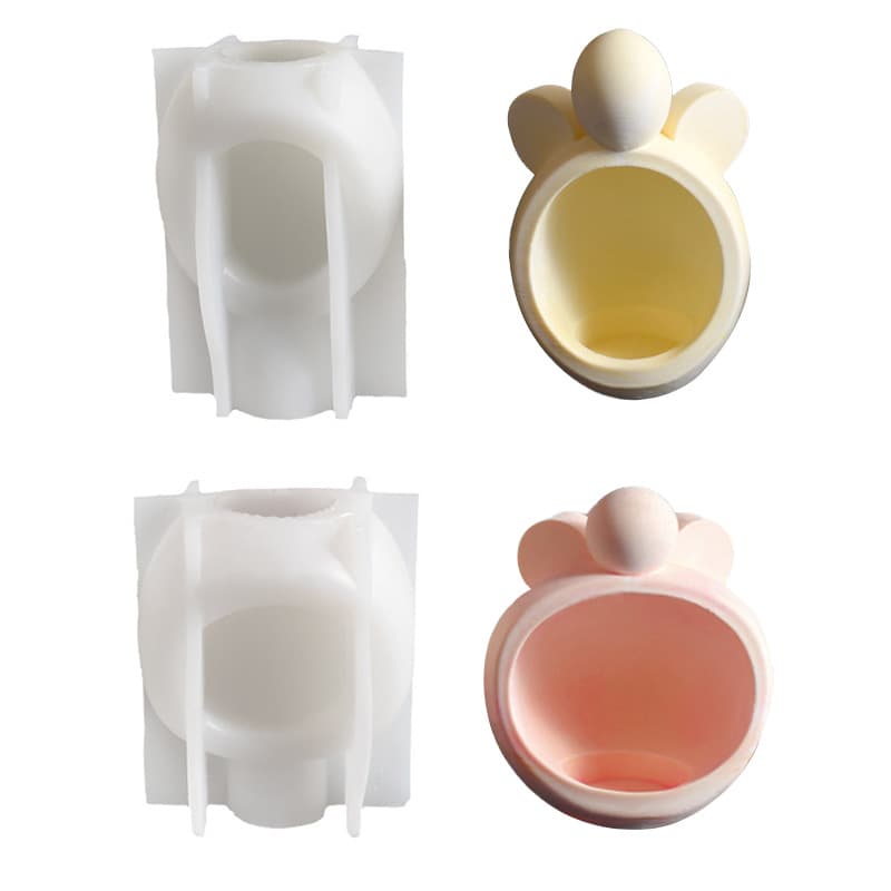 Winged Angel Candle Holder Plaster Resin Mold DIY Round Cute Mouse Candle Base Silicone Mold