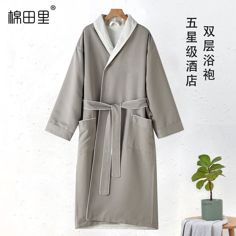 High-end Five-star Hotel Bathrobe Double-layer Winter Thickened Nightgown Hot Spring Bathrobe Homestay Beauty Salon Bathrobe