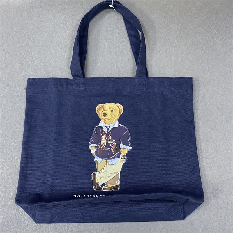 Cross-border RL Bear Hot-selling Lotte Japanese and Korean Cartoon Pattern Printed Shopping Bag Handbag Shoulder Tote Canvas Bag