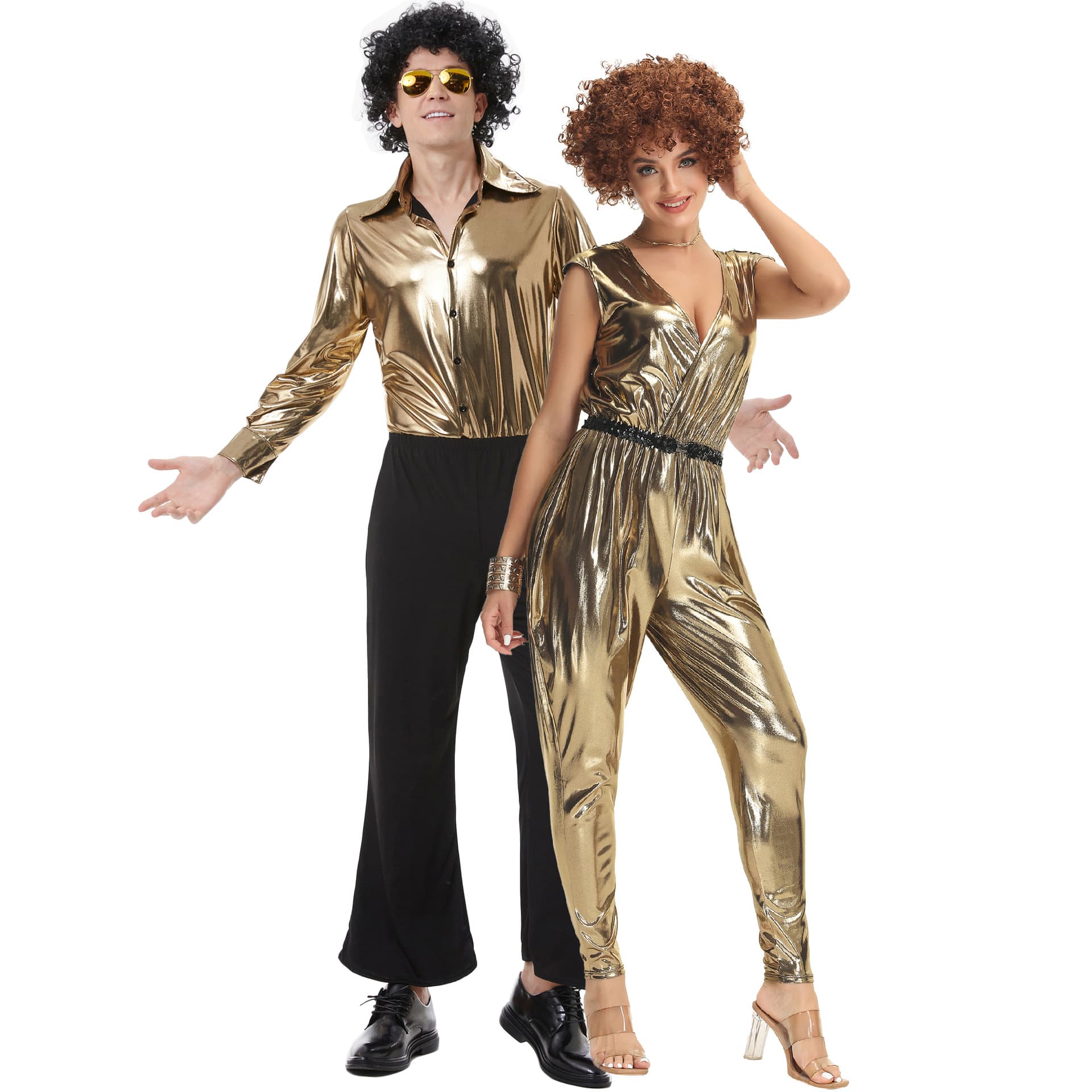 Vintage 70s Disco Performance Costume For Couples Stage Dance Clothes M-XL Music Festival Disco Outfit Special Purpose Clothing