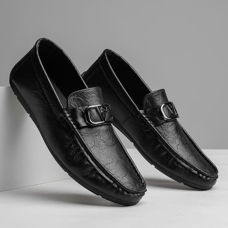 Men's Summer Casual Fashion Versatile Business Loafers Breathable Soft Sole Shoes New Bean Shoes Comfortable Leather Slip-ons