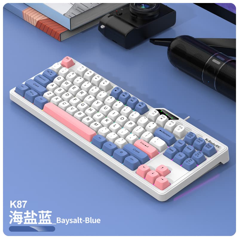 Rattlesnake K87 Wired USB Mechanical Keyboard MDA Cap Game Computer Notebook Keyboard with Color Matching Glowing Design