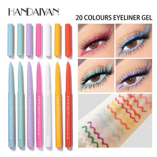 Handaiyan Gel Eyeliner Pencil Fine Tip Waterproof 20 Colors Shimmer Matte Waterproof Non-Smudge Starry Eyeliner