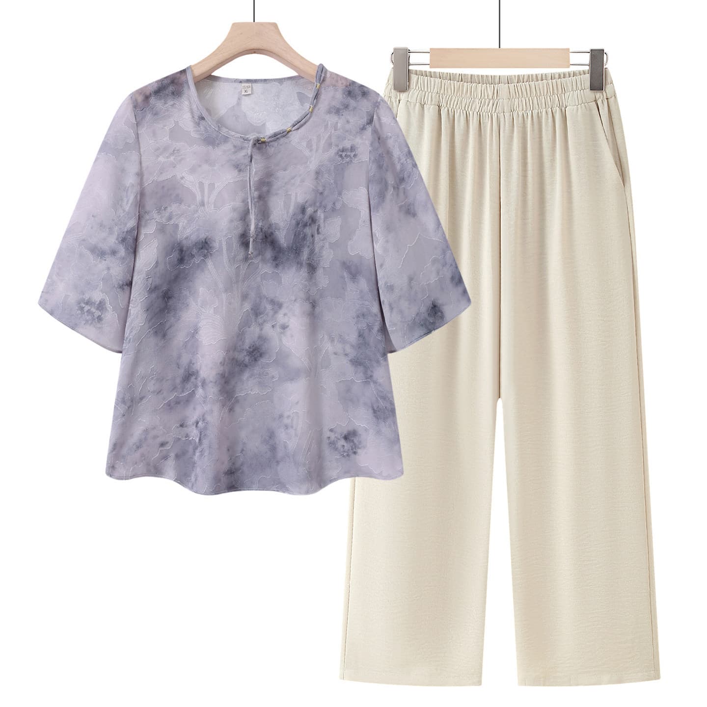 Mother's Summer Set 2026 New Fashionable Short Sleeve T-Shirt Middle-aged and Elderly Women's Summer Clothing