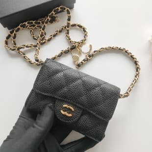 Trendy Mini Chanel-Style Genuine Leather Mini CF Crossbody Bag Chain Waist Bag Accessory Bag Coin Purse