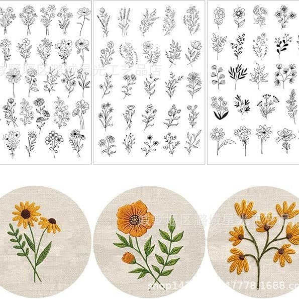 New Embroidery Water-Soluble Paper Handmade DIY Transfer Wildflowers and Floral Patterns Non-woven Embroidery Stabilizer