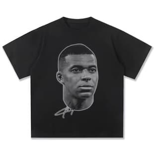 T-Shirt Loose Trendy Round Neck Brand Unisex Mbappe T-Shirt Casual Street Cotton Print Short Sleeve T American
