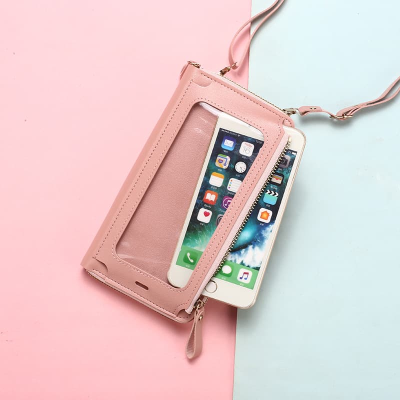 Ready Stock Solid Color Women's Crossbody New Multi-functional Shoulder Versatile Transparent Phone Bag Urban Fashion Simple Style
