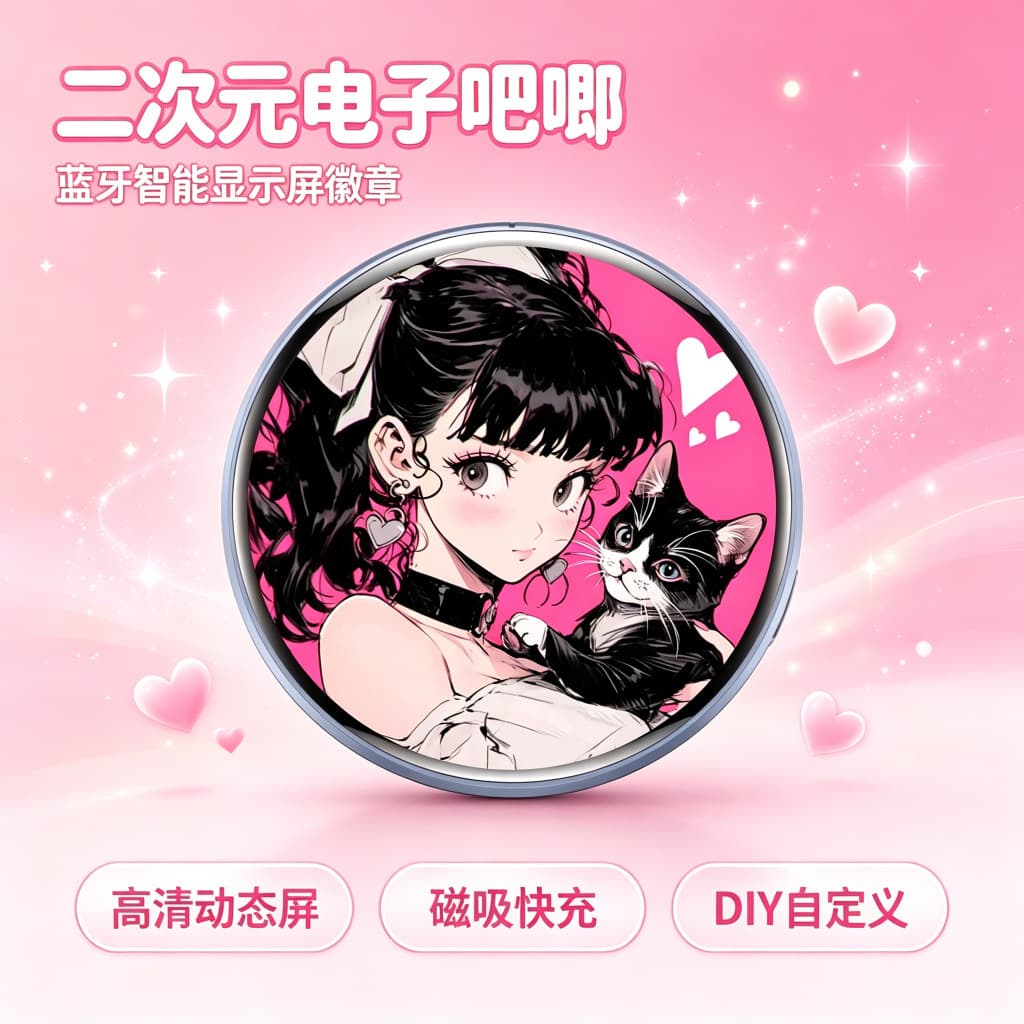 Electronic Badge Dynamic Glowing NFC Pendant Touchscreen Magnetic Anime Star Merch e-badge