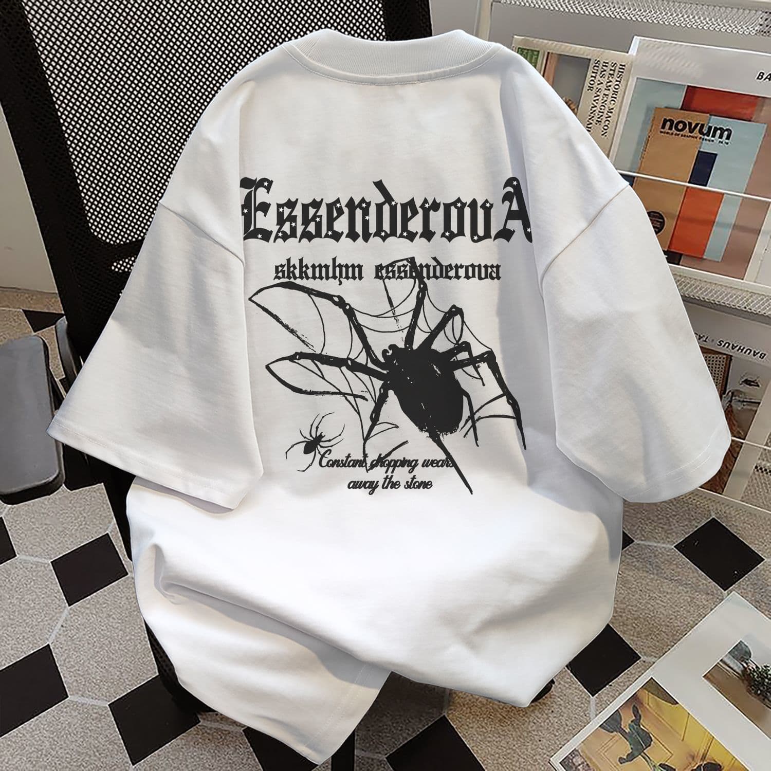 2025 summer letter printed casual loose short-sleeved T-shirts for men and women with the same design and versatile commuting tops ins