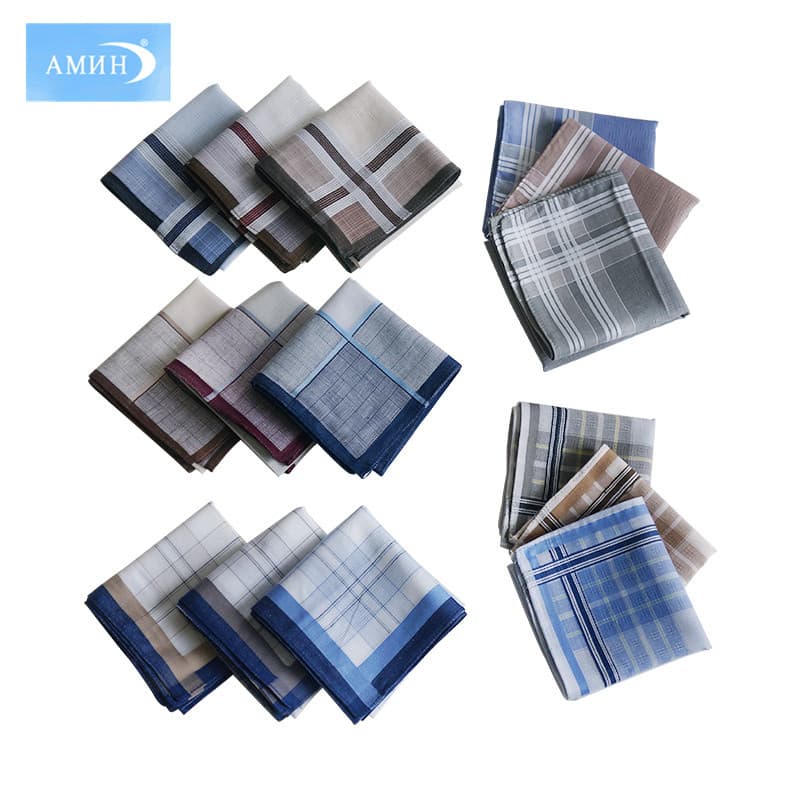 40cm All-Cotton Business Men's Handkerchief Yarn-Dyed Satin Weave Pocket Square Hand Towel Customizable