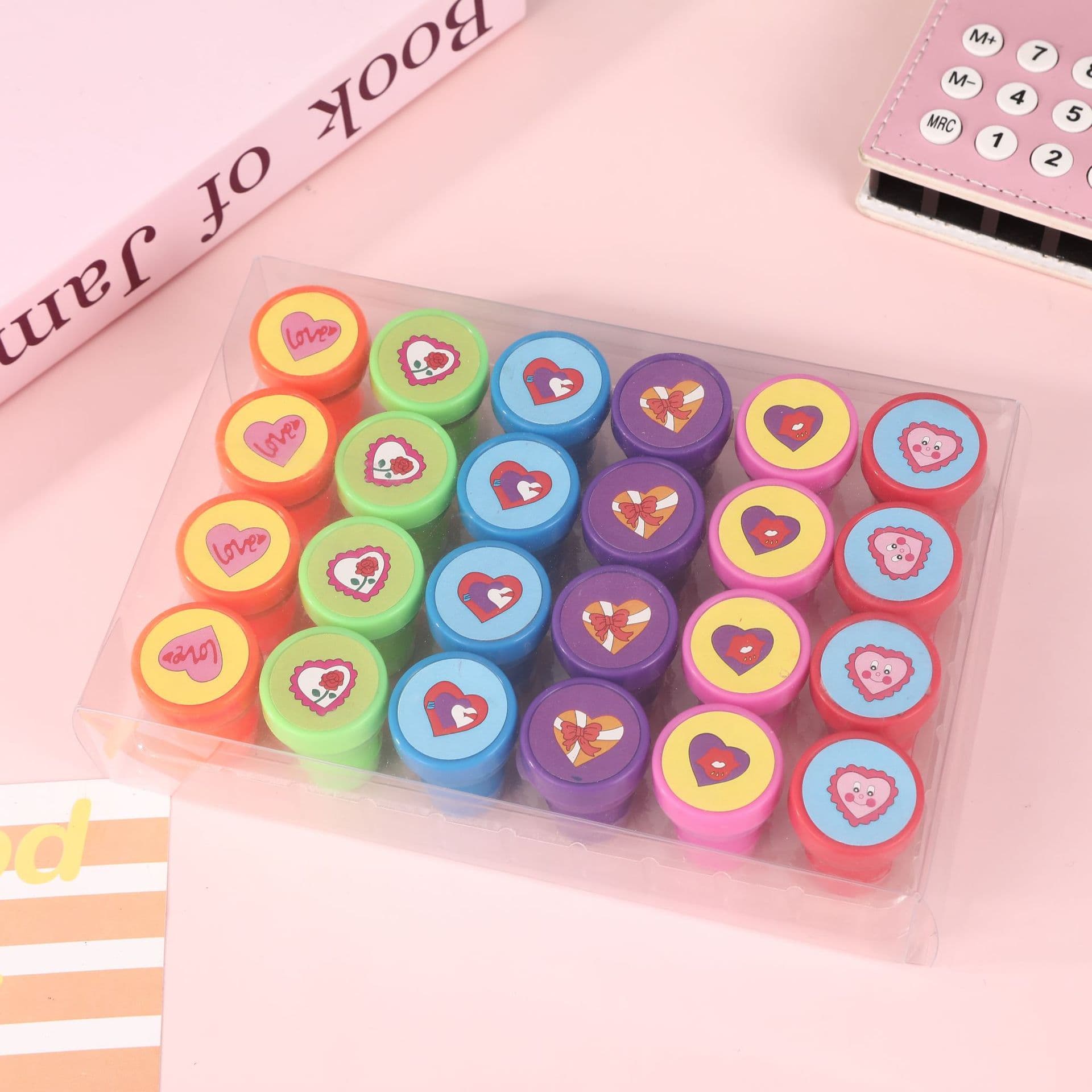 Valentine's Day Heart Reward Stamp Set Children Cartoon Heart Mini Stamps Kindergarten Praise Encouragement Gift