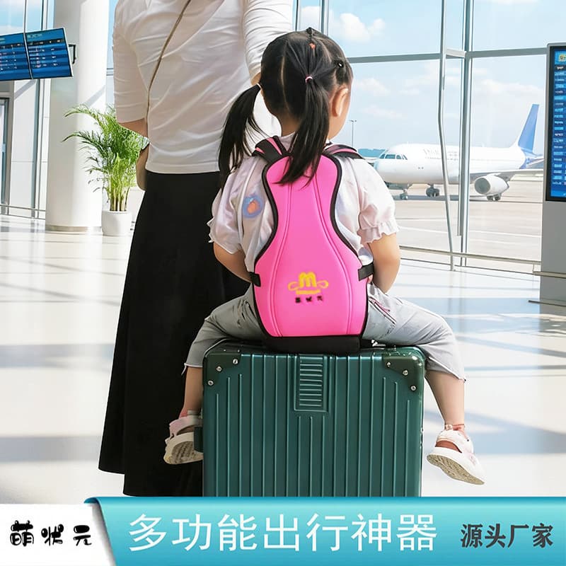 Kids Ride-On Suitcase Portable Seat Travel Trolley Case Multifunctional Lightweight Toddler Carrier Strap