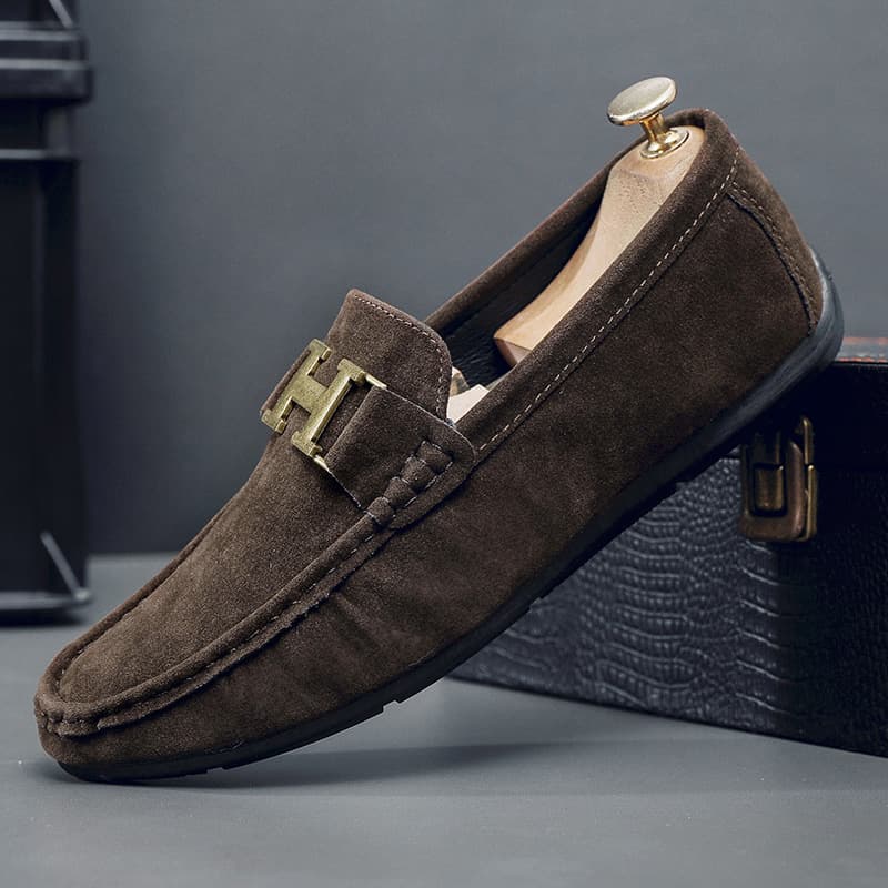 Driving Men's Shoes Spring Versatile British Style Men's Casual Leather Shoes Men's Slip-On Driving Fashion Shoes