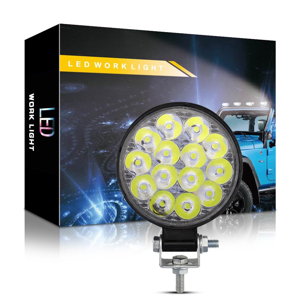 Mini Round 14 LED Work Lights 42W Engineering Assistance Vehicle Front Spotlights Car Modification Lighting