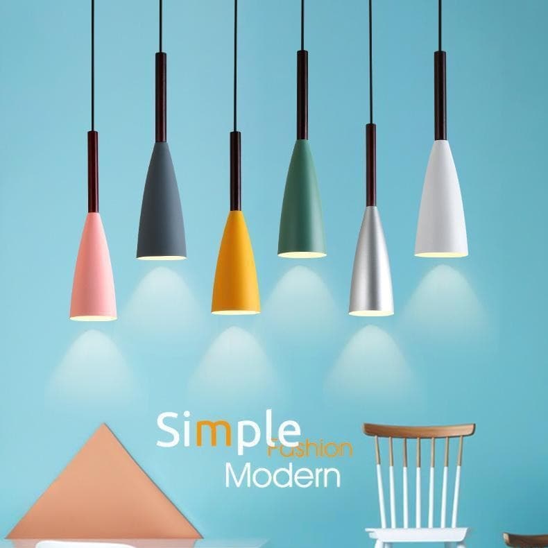 Nordic macaron style restaurant chandelier three-head modern simple personality home bedroom bedside bar long chandelier