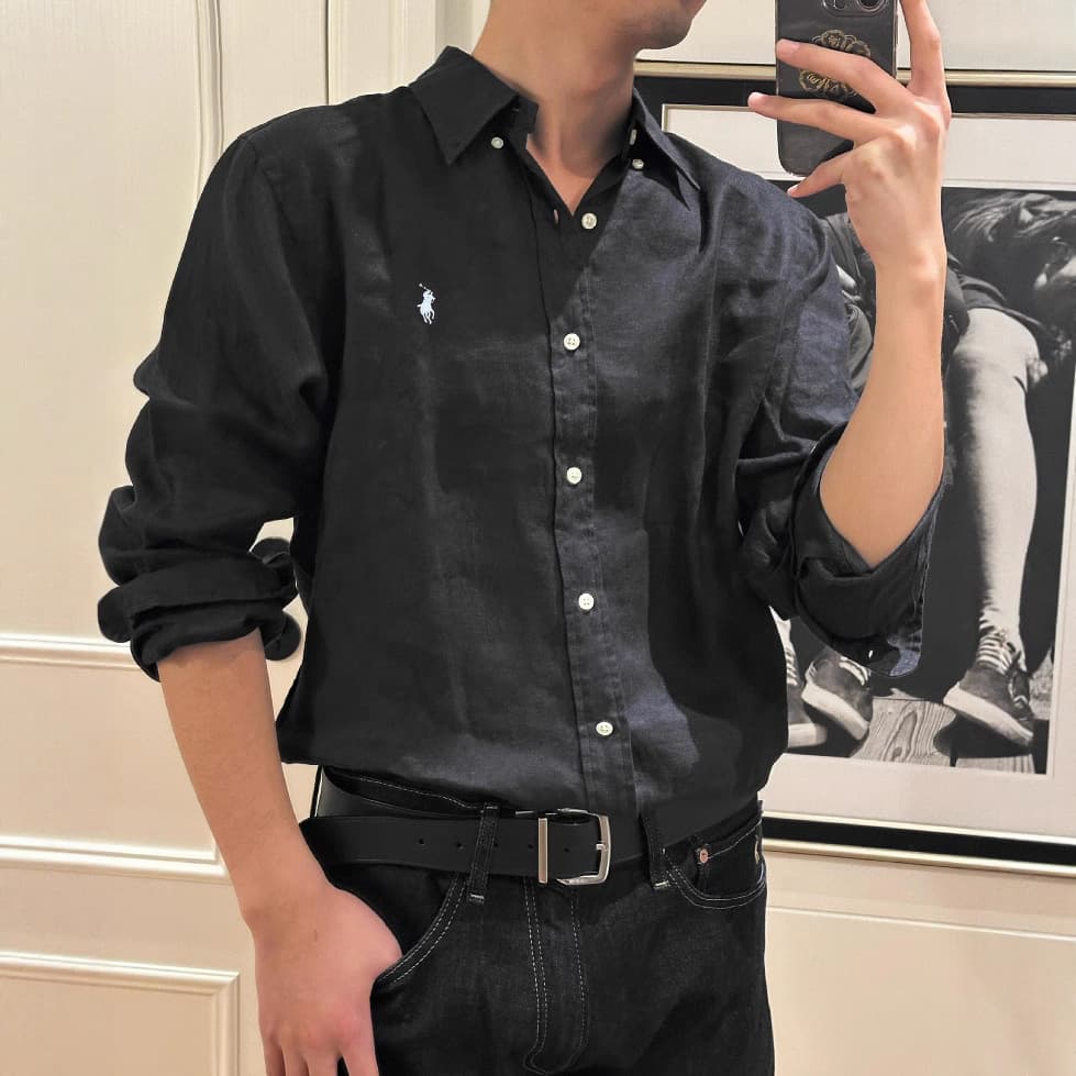 RL Ralph Lauren Pony Logo Spring/Summer Shirt Men's and Women's Linen Embroidered Long Sleeve Top Sun Protection Polo