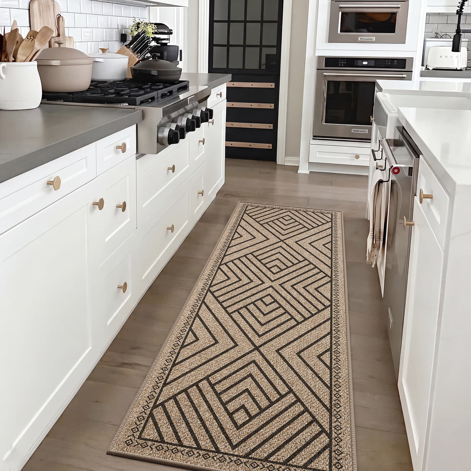 Amazon Hot Selling Woven Kitchen Mat Waterproof Anti-Slip Foot Mat Simple and Durable Entryway Bathroom Mat