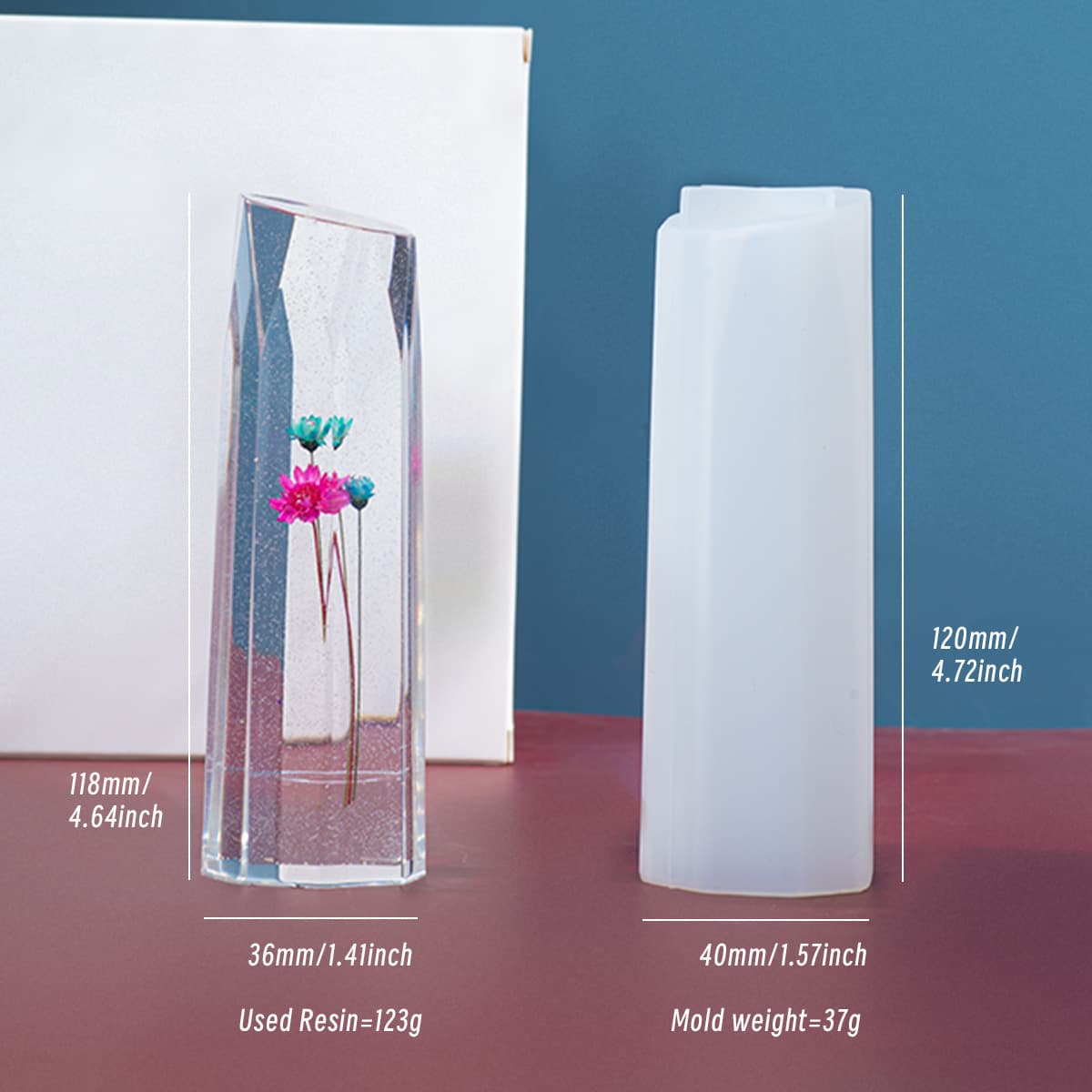 Epoxy DIY Silicone Mold Crystal Column Candle Plaster Cake Specimen Column Multi-Faceted Cone Ring Mold