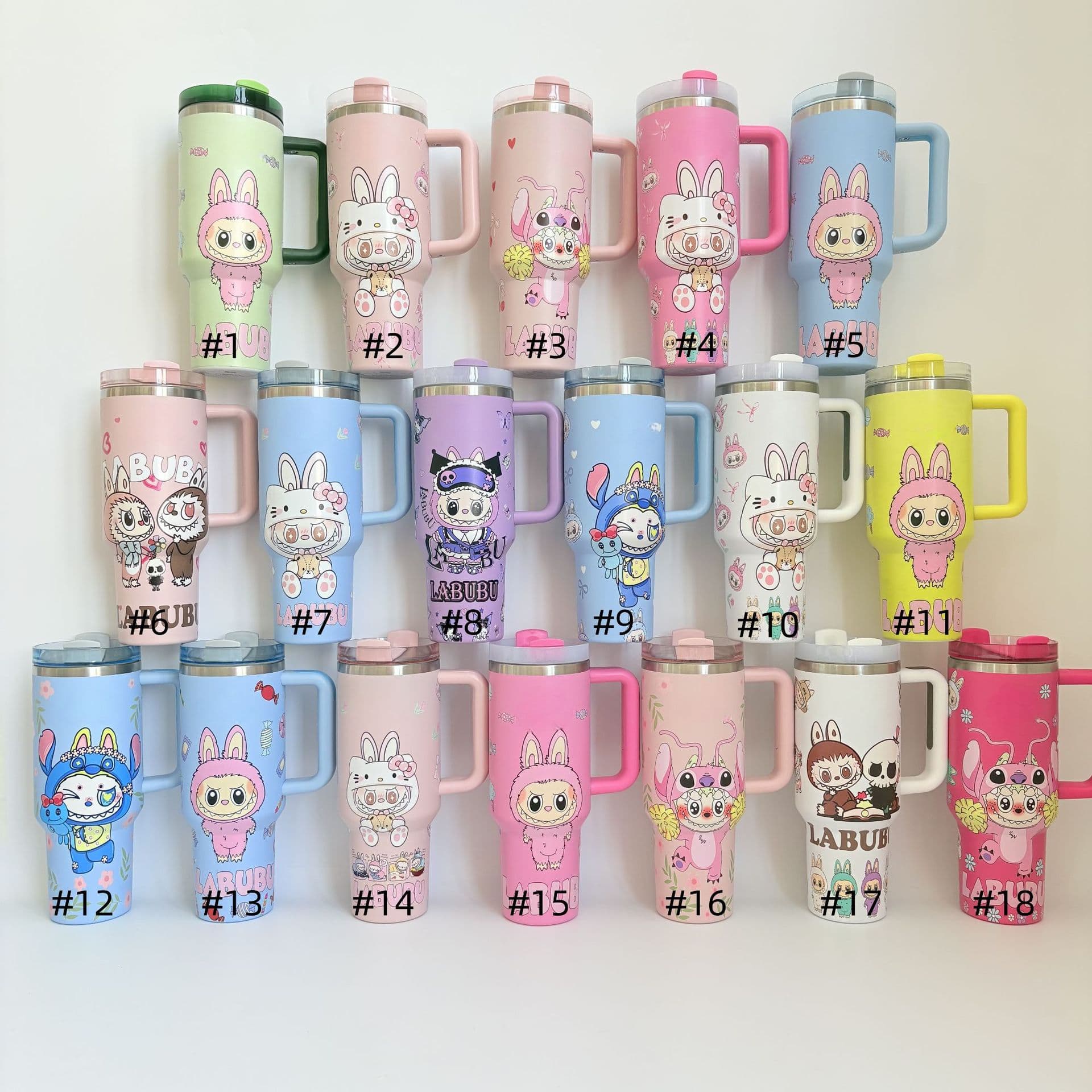 Cross-Border New Product Second Generation 40oz Handle Cup 304 Stainless Steel Ice Cup Portable Thermos Cup Car Cup Labubu