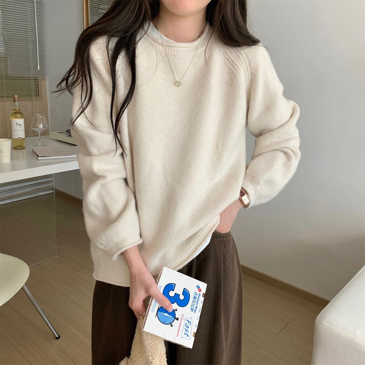 Japanese Lazy Style Soft Knit Sweater for Women, Autumn/Winter Loose and Thick Knitwear, Versatile High-End Inner Layer Top