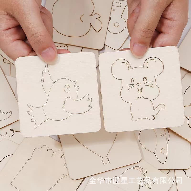 Children's wooden painting template tool set cross-border DIY hollow template puzzle drawing graffiti toys wholesale