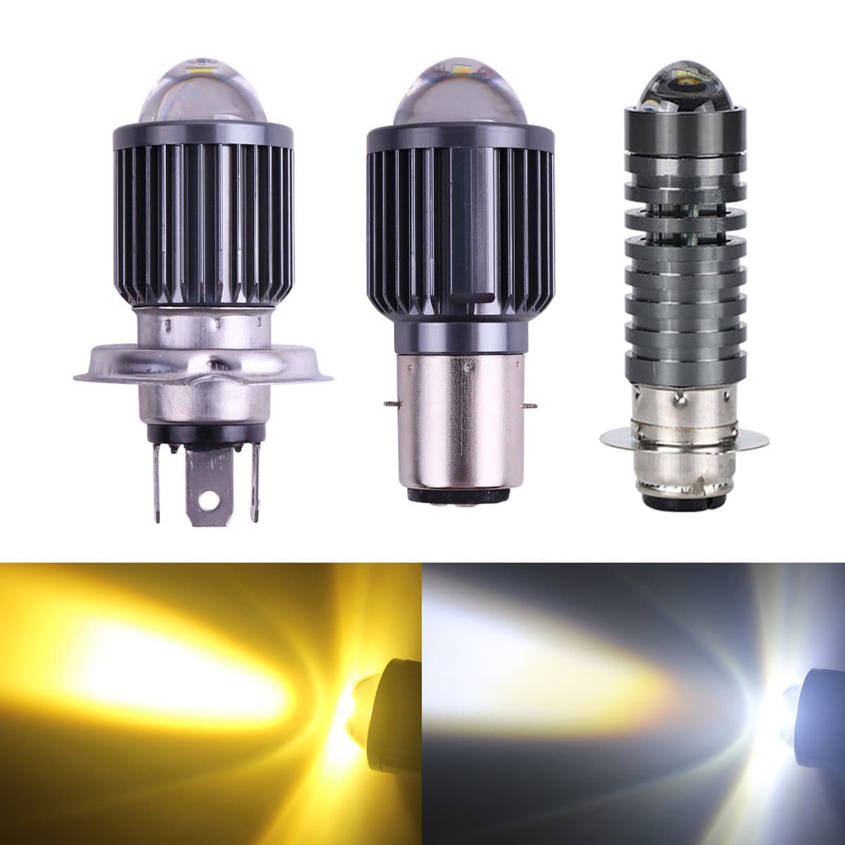 Motorcycle Headlight Conversion Lamp H4 BA20D White/Yellow High/Low Beam Integrated Dual-Color Motorcycle Light