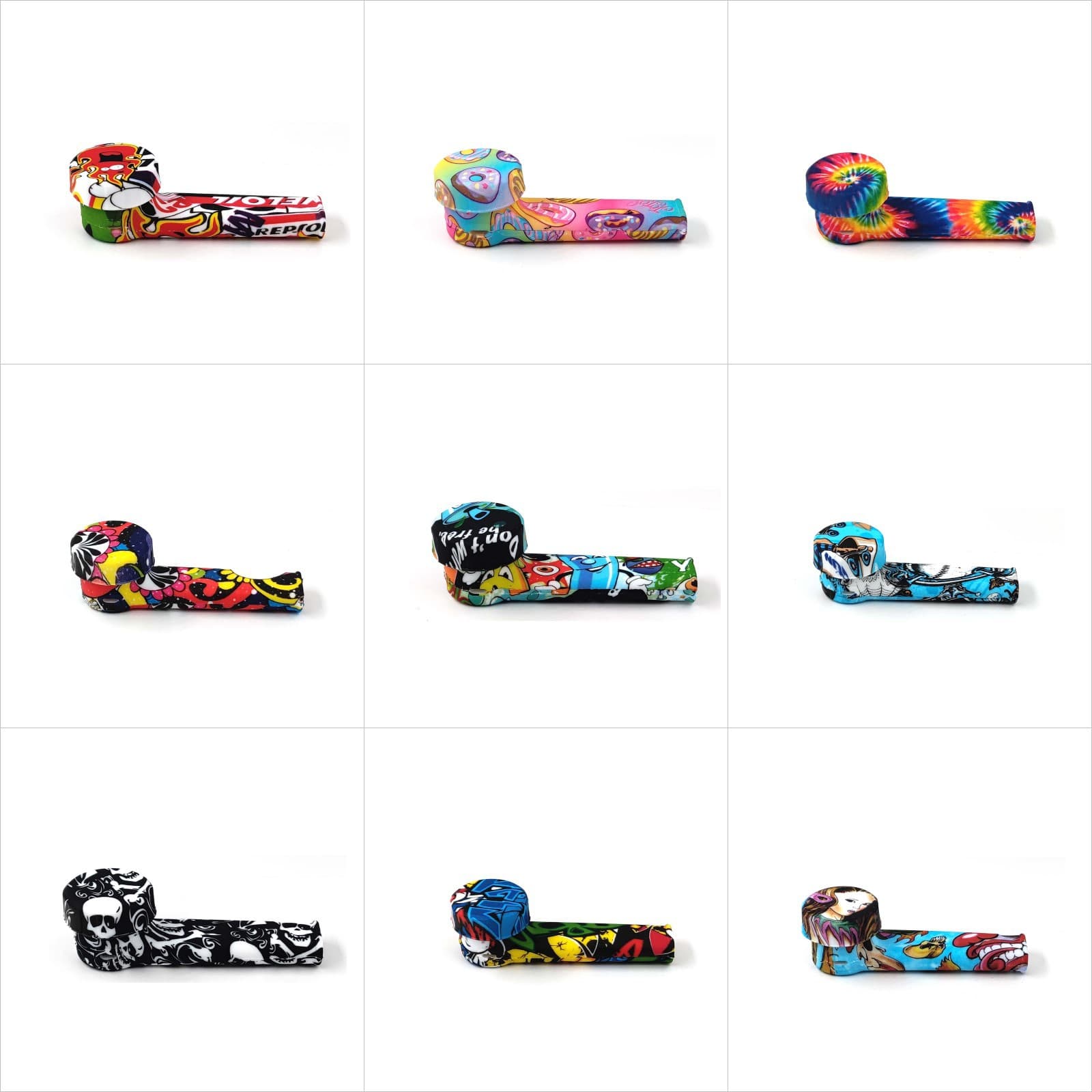 New Silicone Pipe Glass Silicone Smoking Pipe Mouthpiece Printed Iron Pot In-Stock Sale European and American Hot-Selling Stress Relief Pipe