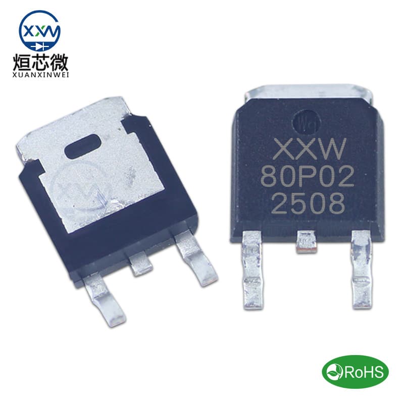 Factory Direct 80P02 TO-252, XXW80P02, -80A/-20V, P-MOS, P-Channel FET