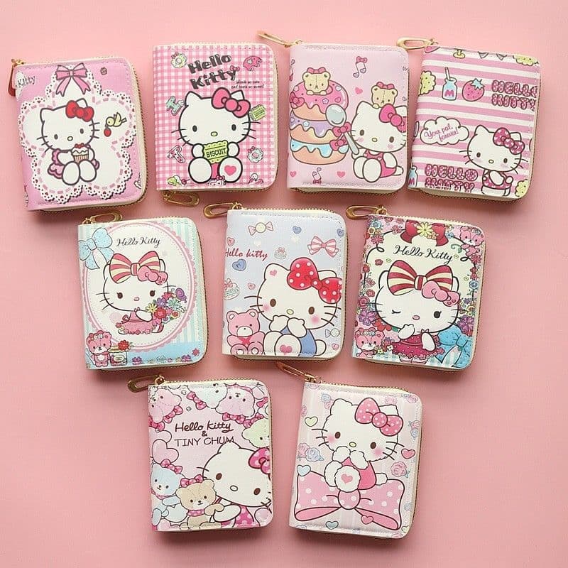 Cartoon Hello Kitty Women's Bank Card Coin Purse Mini Cute Zipper Creative Small Wallet