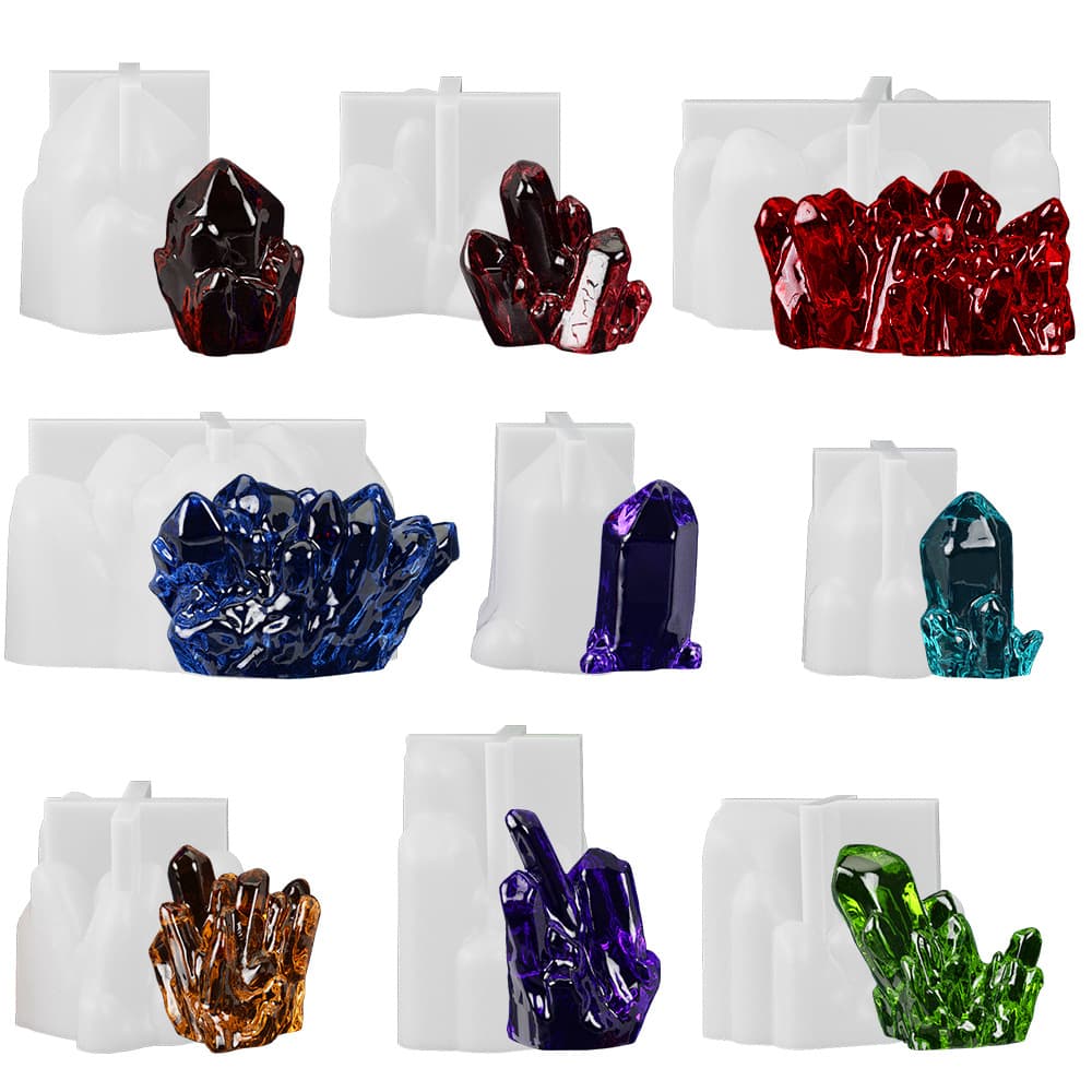 DIY Resin Crystal Cluster Mold 18 Styles Ice Cluster Ornament Rockery Crystal Ice Column Candle Silicone Mold