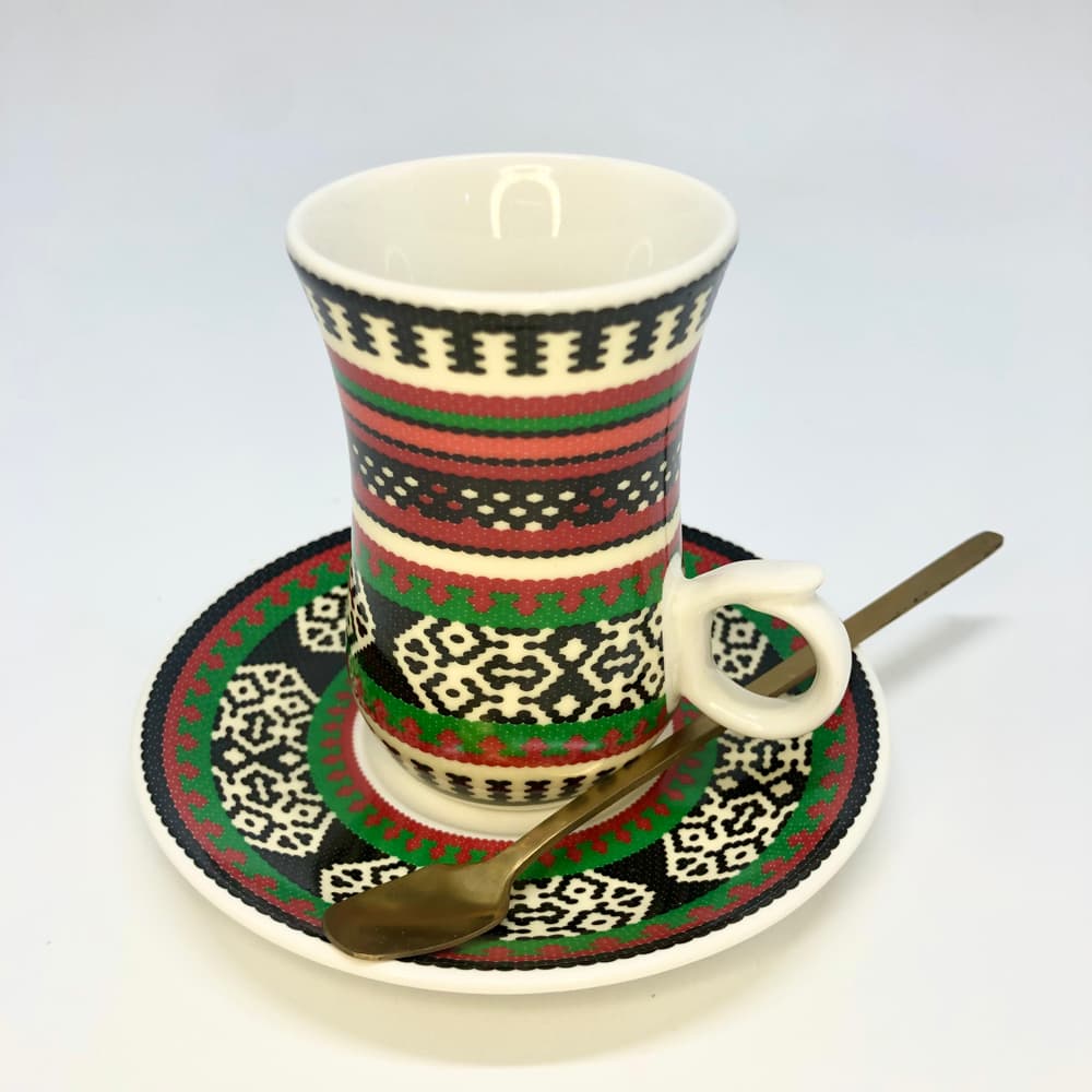 Turkish Coffee Cup Fantasy Series High Quality Ceramic Coffee Cup Red Tea Cup Exquisite Pattern Souvenir with Spoon
