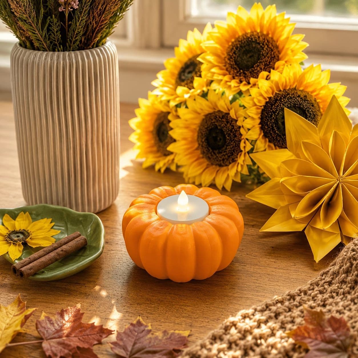New Cross-border Halloween 3D Printed Pumpkin Candle Holder Decorative Ornament Pumpkin Shape Festival Decor