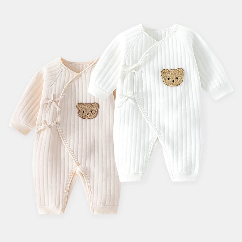 Newborn Clothes Autumn Winter Butterfly Style Three-Layer Warm Baby Romper Spring Autumn Jumpsuit Infant One-Piece Outfit New Year Clothes