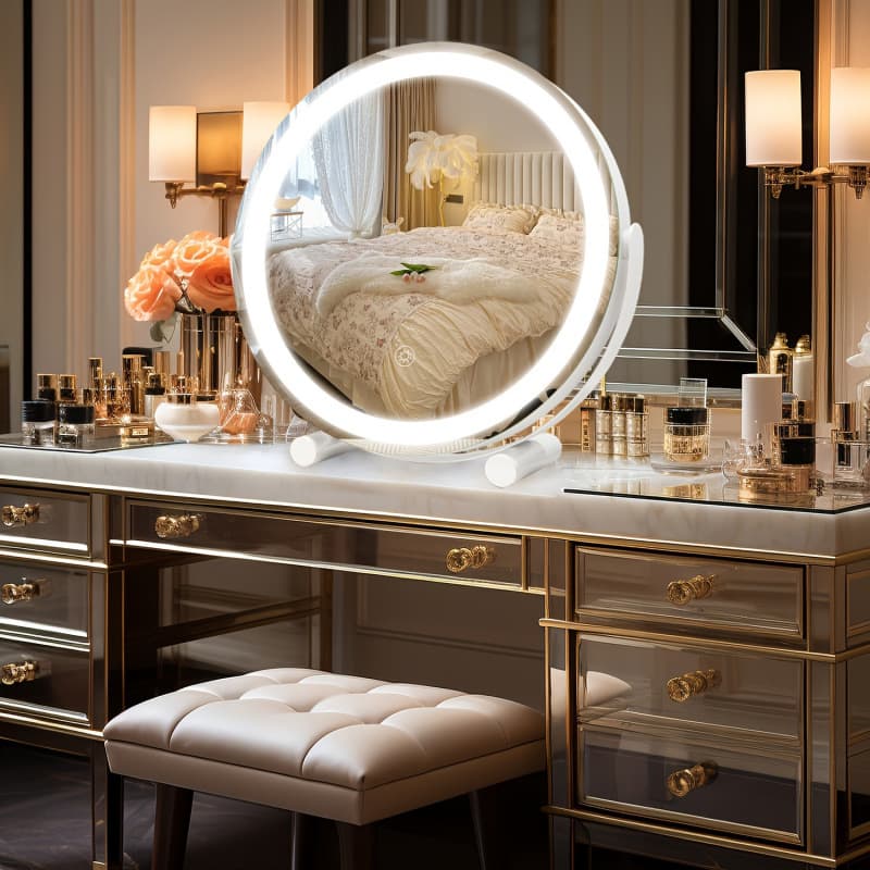 2026 New Model 18-inch 360° Lighted Makeup Mirror (Cross-border Dropshipping)