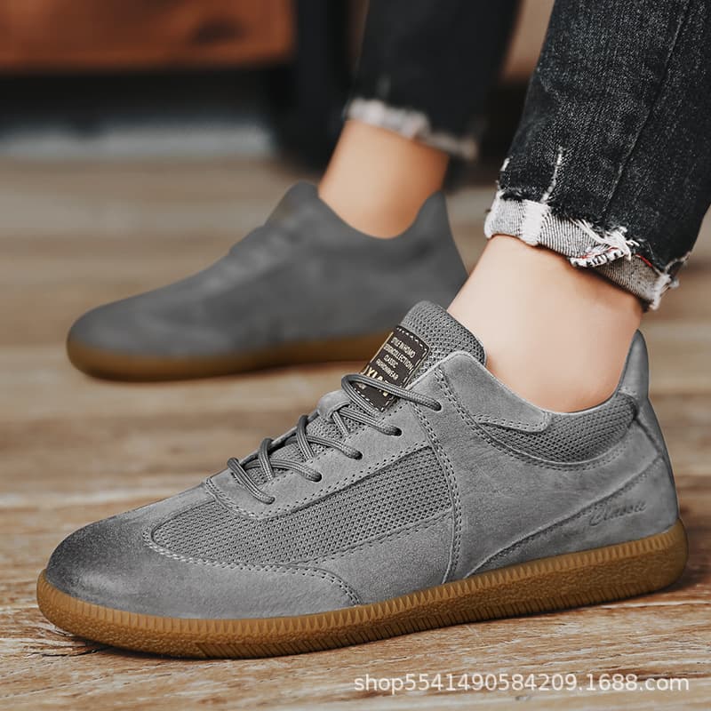 2024 Cross-Border Grand Wharf Layer Pigskin Retro German Training Shoes, Breathable and Stylish Men's Casual Leather Shoes