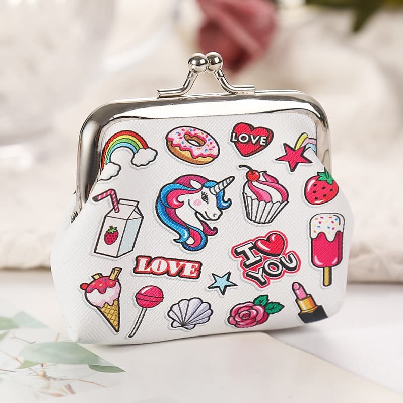 Large Stock Cute Unicorn Women's Small Key Bag Gift Bag Jewelry Bag Buckle Coin Purse