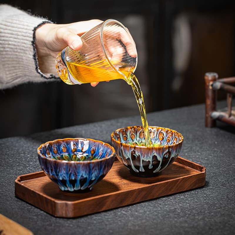 Jian Zhan kiln transformation master cup, tea bowl, home large Kungfu tea set, personal cup, single tea tasting cup, petal cup