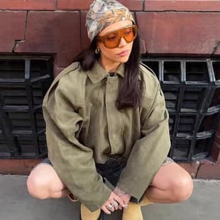 AliExpress Cross-border Wholesale European and American Women's Fashion Pilot Suede Jacket Batwing Sleeve Zipper Casual Top