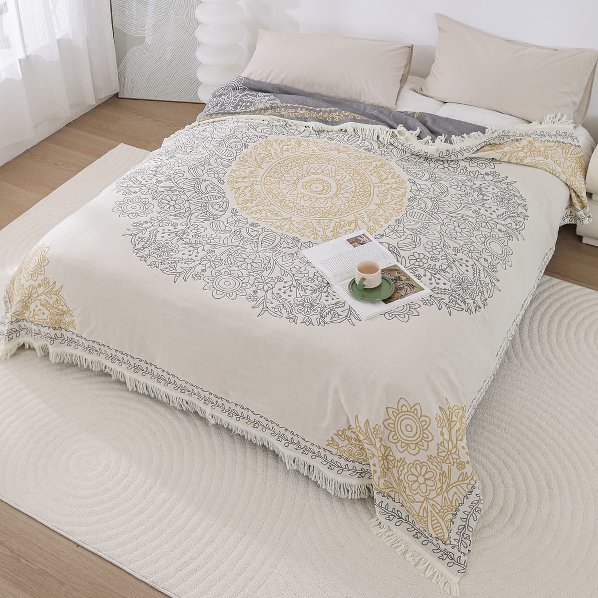 New high-end thickened pure cotton gauze towel blanket, nap double bed cover, multifunctional gauze blanket