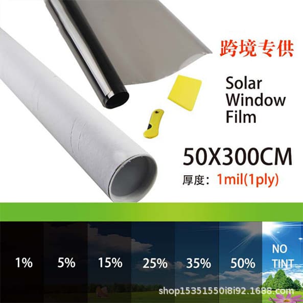 Paper Tube 50X300Cm Solar Film Car Glass Sun Protection and Heat Insulation Black Window Film Sun Protection Manufacturer Privacy Film