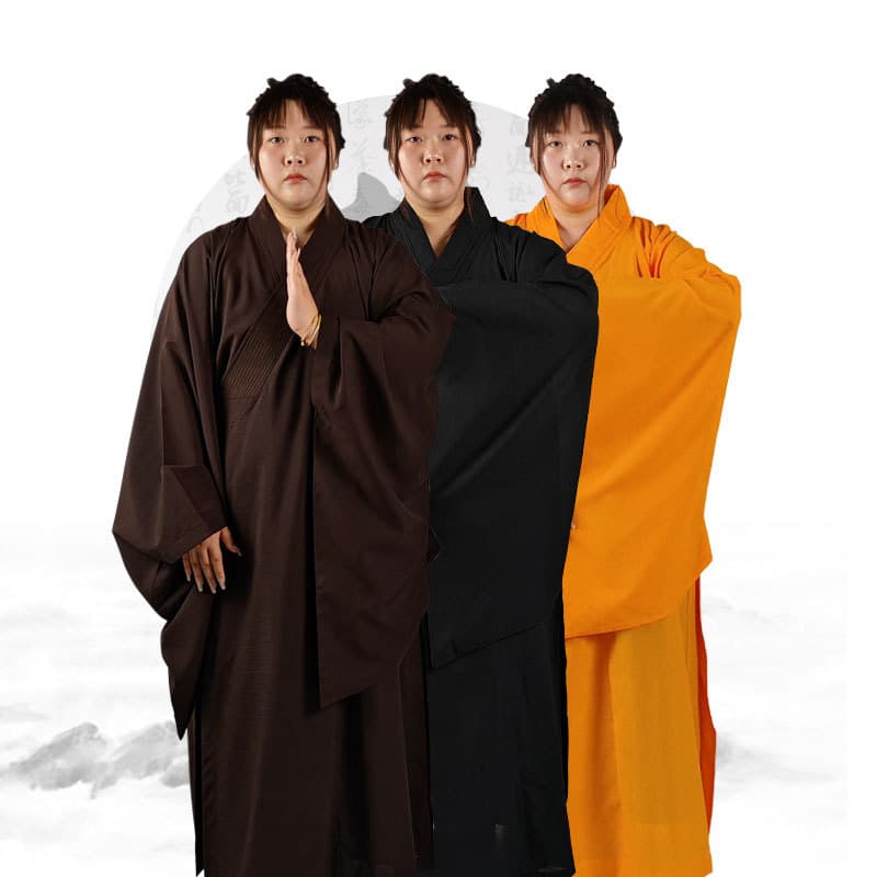 Premium Haqing lay Buddhist wear women's kasaya long gowns monastic clothing in coffee/black