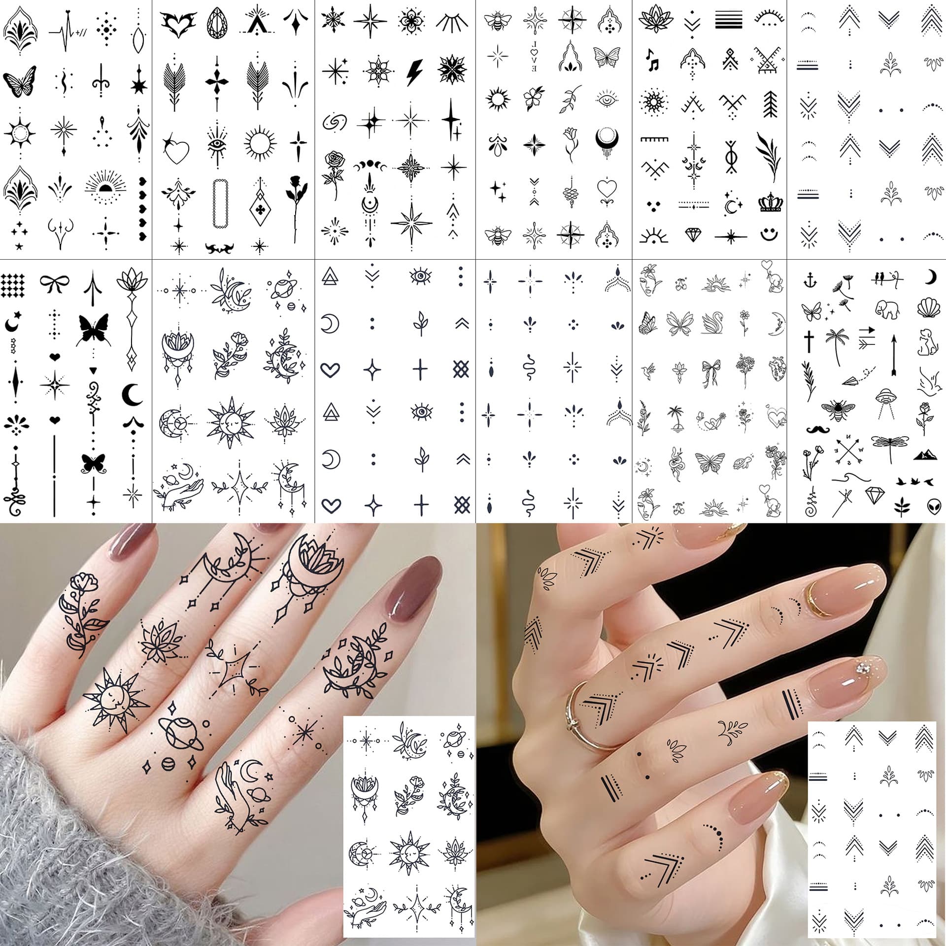 Multiple cross-border ins style small fresh finger geometric tattoo stickers transfer tattoo stickers Amazon Temu