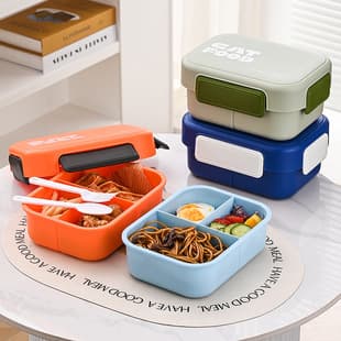 Divided Lunch Box, Microwave-Safe for Office Workers and Students, with Utensils, Light Meal Bento Box, Sealed Fresh-Keeping Container
